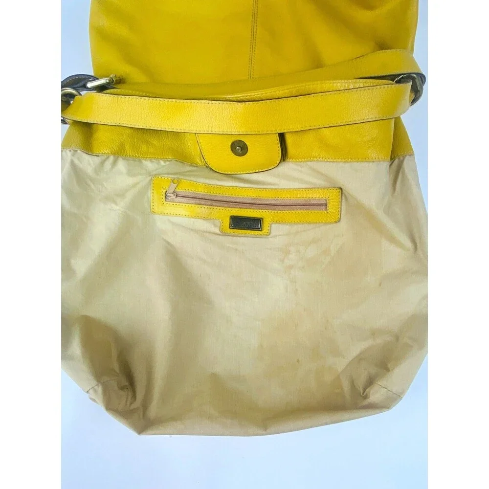 Toscani Italy Mustard Yellow Genuine Leather Slouchy Hobo Shoulder Bag Purse
